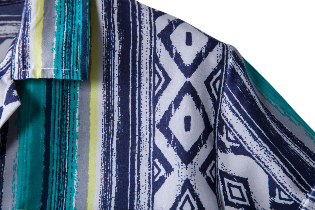 Herren Kurzarmhemd mit einzigartigem tribal-inspiriertem Design Echoarchiv