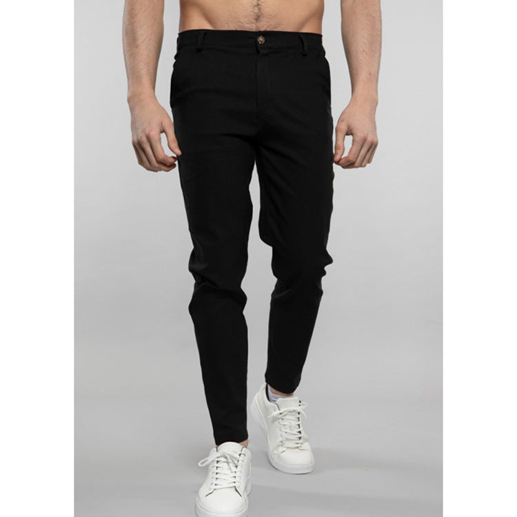 Herren Slim-Fit Anzughose mit elastischem Bund und modernen Falten Echoarchiv