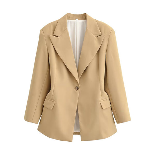 Damen Oversize-Blazer mit weitem Revers, Ein-Knopf-Verschluss und Pattentaschen Echo Archiv
