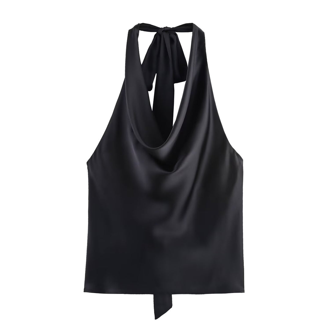 Damen Edles Haltertop mit fließendem Schnitt und eleganter Rückenbinde Echo Archiv