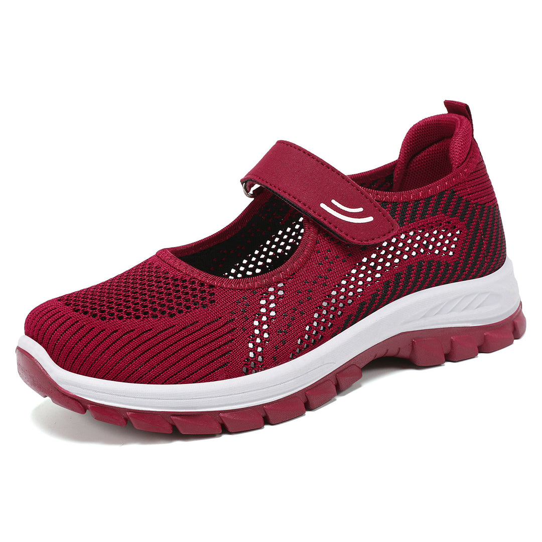 Damen nan atmungsaktive Strick-Mary-Jane Walkingsneaker mit Klettverschluss und dämpfender Leichtlaufsohle Echo Archiv