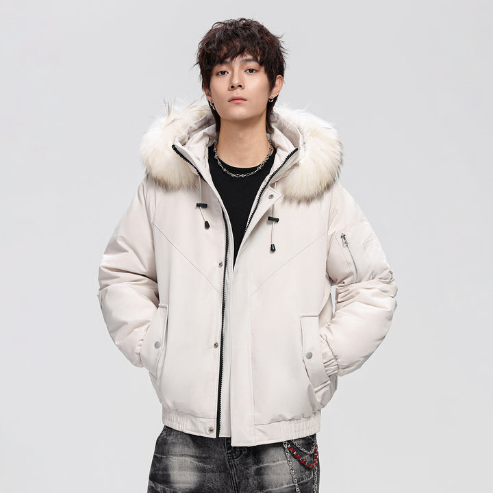 Herren Modische Winterjacke mit abnehmbarem Kunstfellkragen Echoarchiv