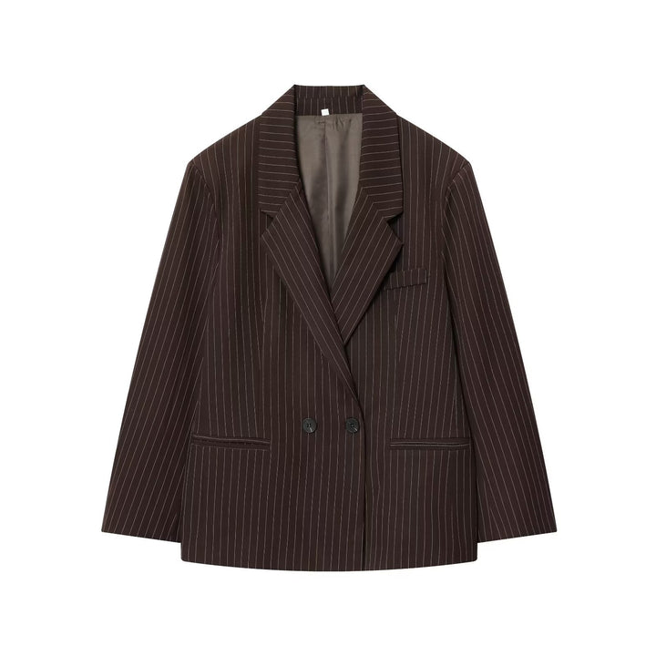 Damen Doppelreihiger Nadelstreifen-Blazer in Oversize-Passform Echoarchiv