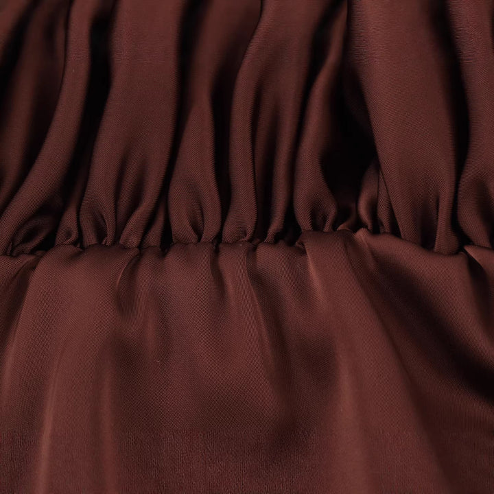 Damen elegantes Satin-Minikleid mit Schleifenkragen, Ballonärmeln und elastischer Taille – Élara