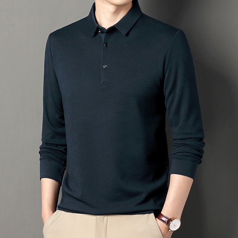 Herren langärmliges Poloshirt mit strukturiertem Design und modernem Schnitt Echoarchiv
