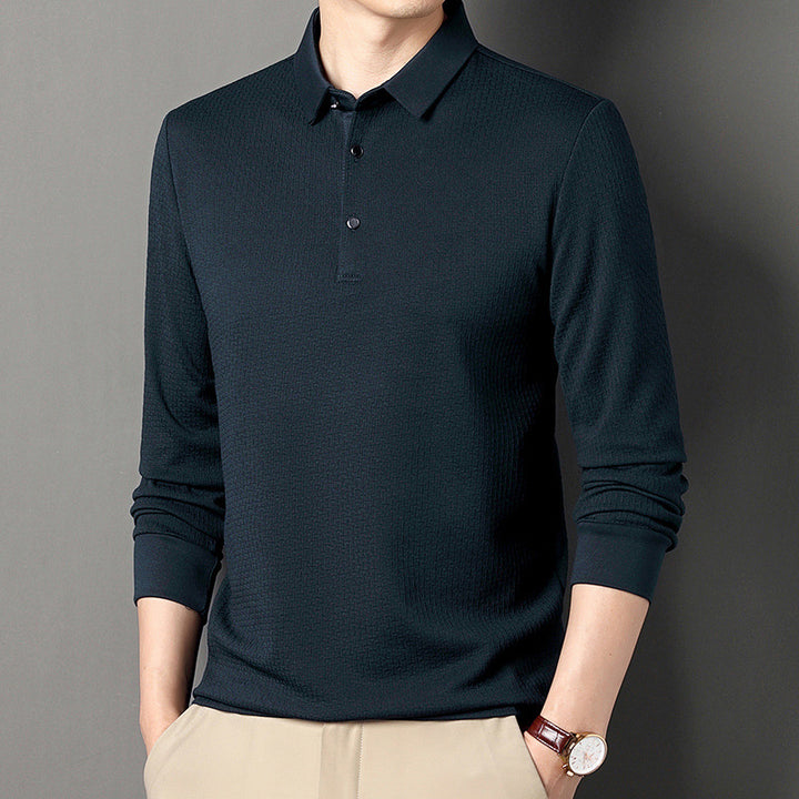 Herren langärmliges Poloshirt mit strukturiertem Design und modernem Schnitt Echoarchiv