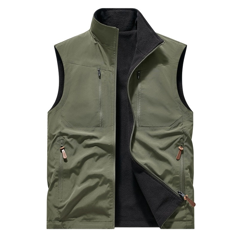 Herren Winddichte Softshell‑Weste mit Fleece‑Futter & Multifunktionstaschen Echoarchiv
