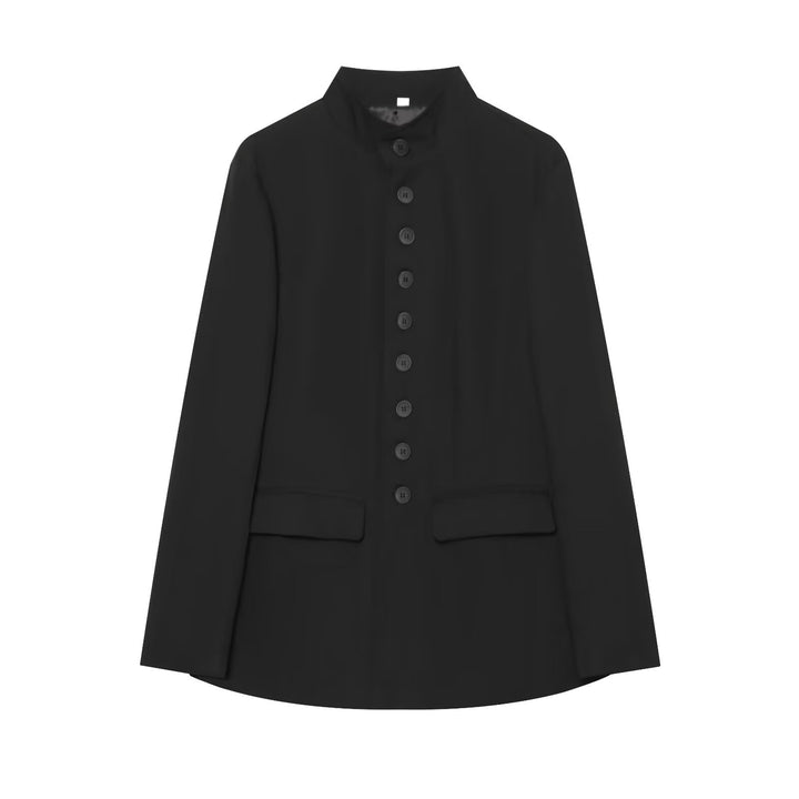 Damen taillierter Stehkragen-Blazer mit durchgehender Knopfleiste Echo Archiv