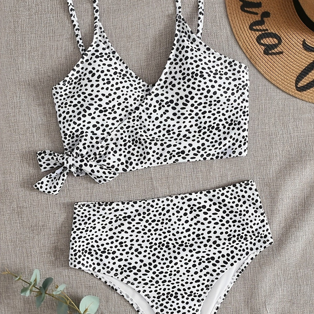 Damen Wickel-Bikini-Set mit hohem Bund und eleganten Polka Dots Echo Archiv