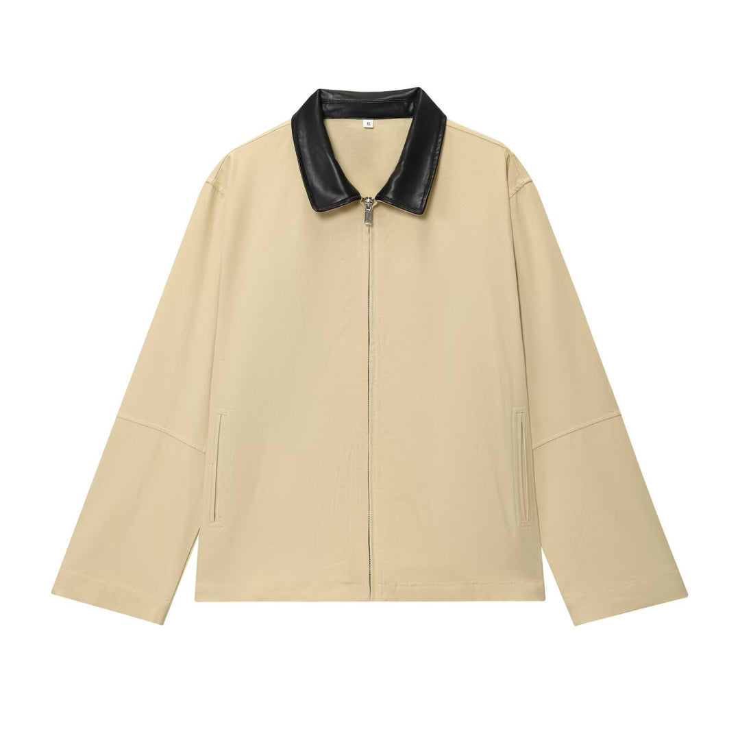 Damen Oversize-Jacke mit Reißverschluss und kontrastierendem Kunstlederkragen Echo Archiv
