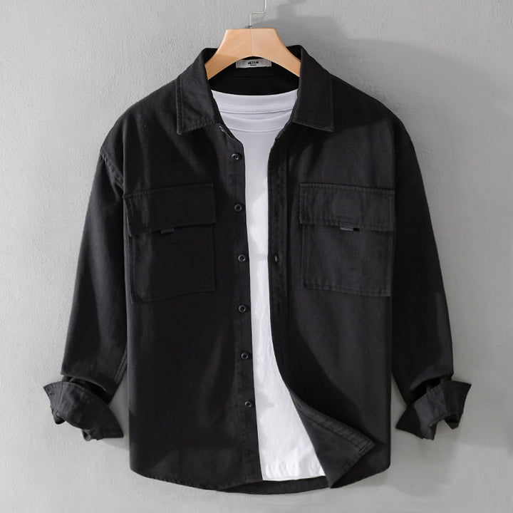 Herren Hemdjacke aus robustem Baumwolltwill mit zwei Brustklappen und Relaxed‑Fit Echoarchiv