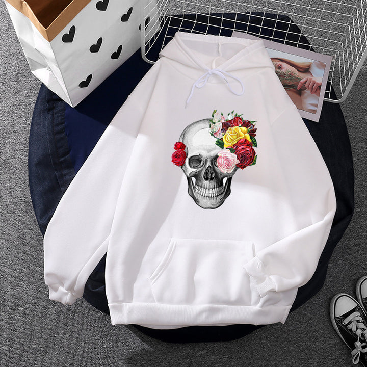 Damen lässiger Kapuzenpullover mit künstlerischem Mond‑und‑Pilzmotiv, weichem Fleecefutter und Kängurutasche – Auréline
