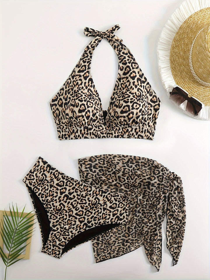 Damen Triangel-Bikini-Set mit edlem Wickeltuch und raffiniertem Animal-Print Echo Archiv
