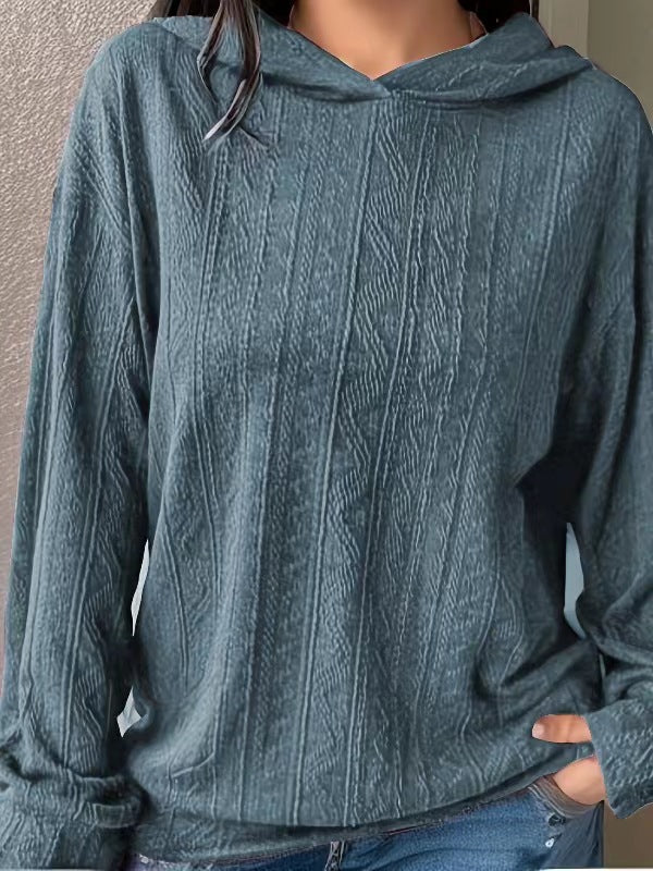 Damen Oversize Kapuzenpullover mit strukturierter Wellenoptik und Kängurutasche Echoarchiv