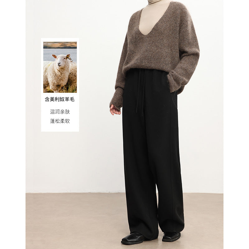 Damen Elastische Wide-Leg Freizeit-Hose mit Tunnelzug und Bügelfalte Echo Archiv