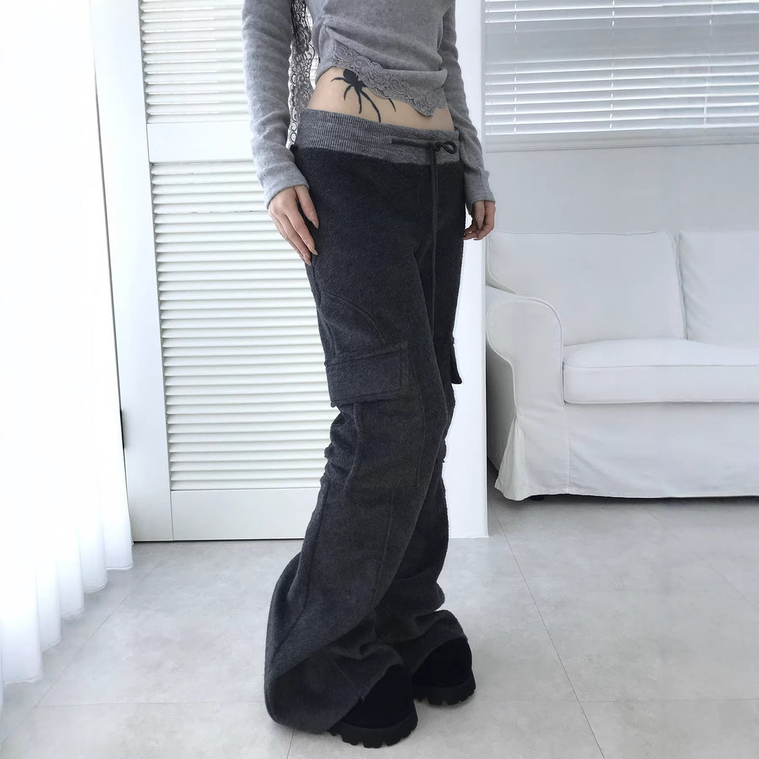 Damen Ausgestellte Cargo-Loungehose mit hohem Bund und Kordelzug Echo Archiv