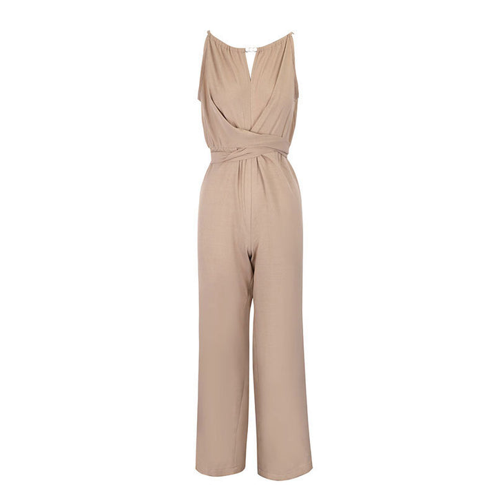 Damen bodenlanger Jumpsuit mit raffiniertem Wickeldesign und eleganter Bundnaht Echo Archiv