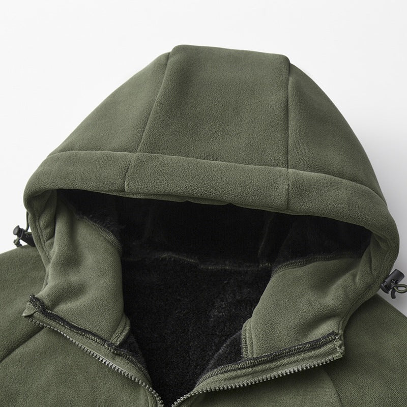 Herren Teddygefütterte Fleece‑Kapuzenjacke mit Thermofutter, durchgehendem Reißverschluss & Eingrifftaschen Echoarchiv