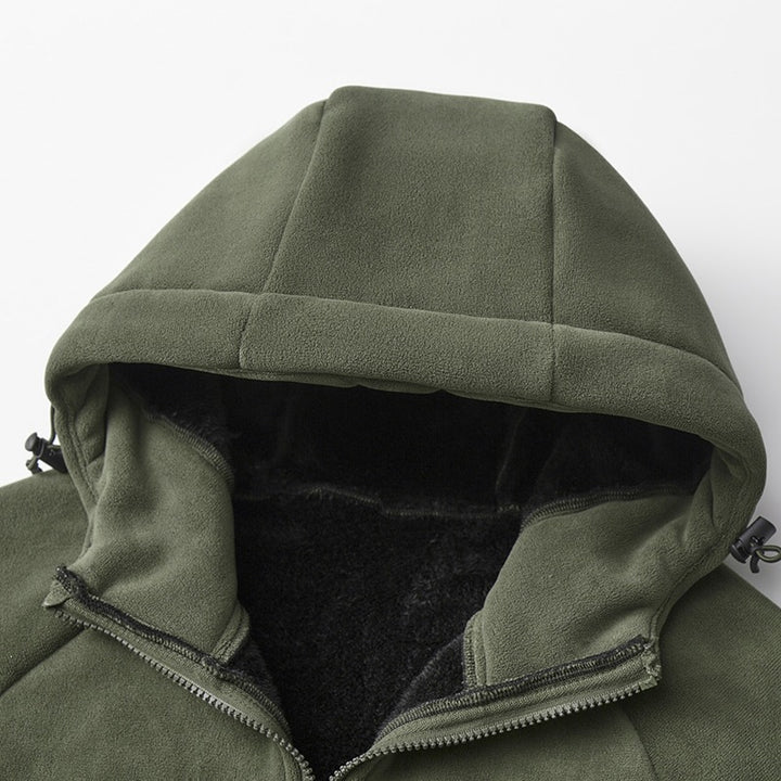 Herren Teddygefütterte Fleece‑Kapuzenjacke mit Thermofutter, durchgehendem Reißverschluss & Eingrifftaschen Echoarchiv