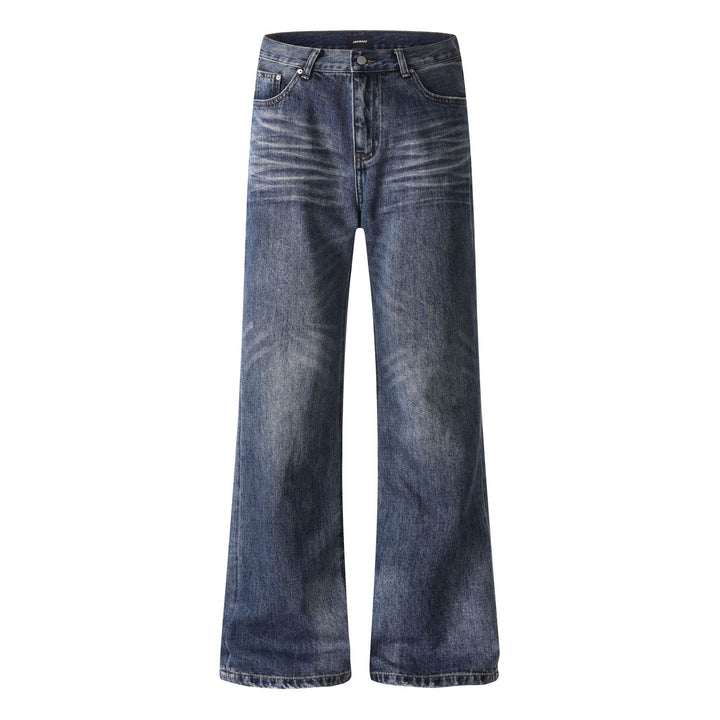 Damen weite Cropped-Jeans mit hoher Taille und Used-Effekt Echoarchiv