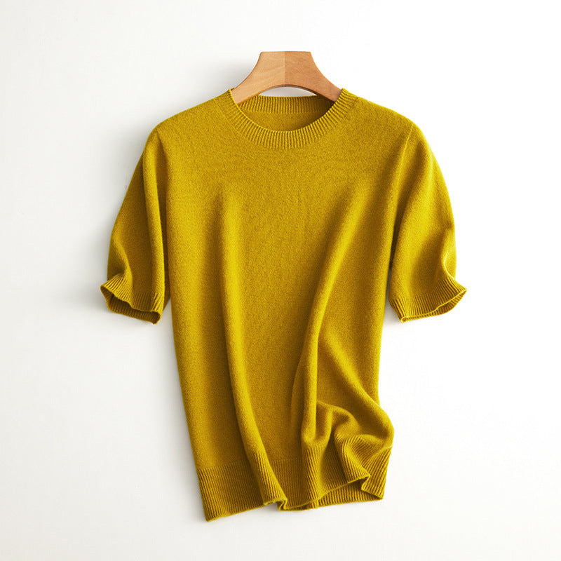 Damen Kurzarm Cashmere-Mix Pullover Echoarchiv