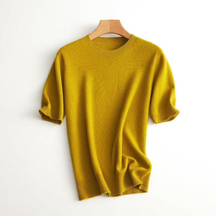 Damen Kurzarm Cashmere-Mix Pullover Echoarchiv