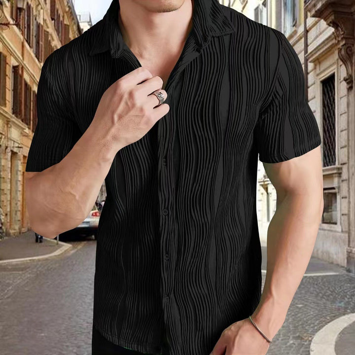 Herren Kurzarmhemd mit strukturiertem Design Echoarchiv