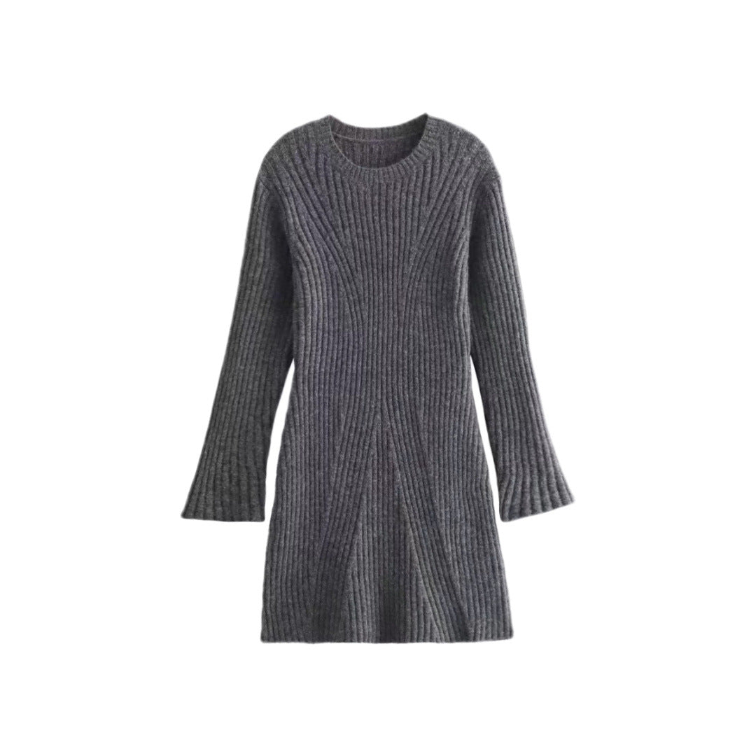 Damen Geripptes Feinstrick-Minikleid mit Glockenärmeln und taillierter Passform Echo Archiv