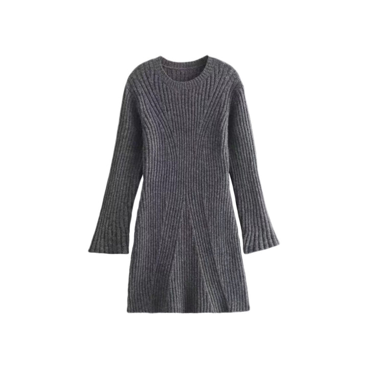 Damen Geripptes Feinstrick-Minikleid mit Glockenärmeln und taillierter Passform Echo Archiv