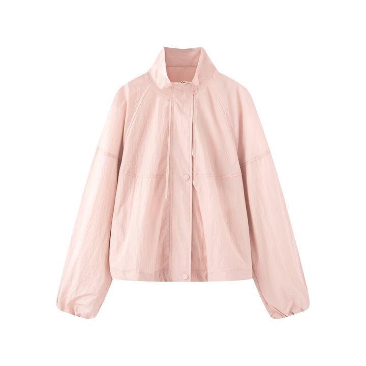 Damen Leichte Oversize-Blousonjacke aus Nylon mit Stehkragen, Kordelzug und Druckknopfverschluss Echo Archiv