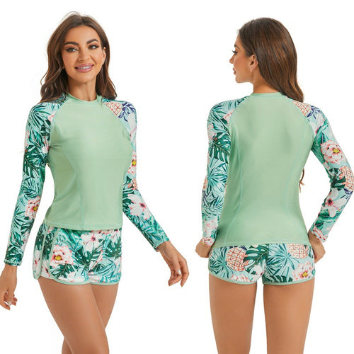 Damen Surfanzug-Set mit langärmeliger Oberteil und modischem Blumenmuster Echo Archiv