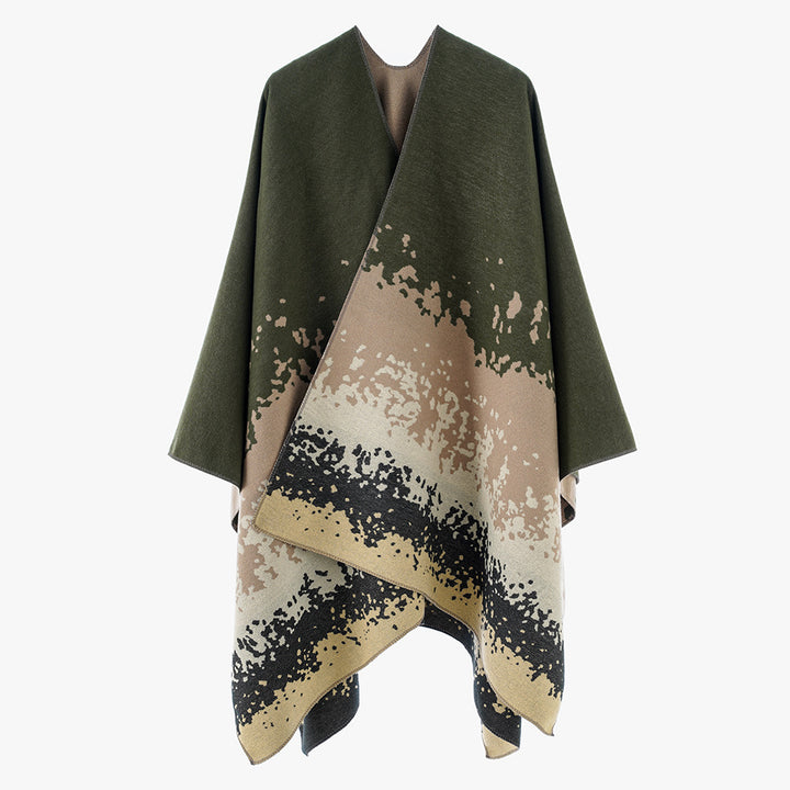 Damen Oversize Cape‑Stola im Doppelgewebe mit abstraktem Punktjacquard Echo Archiv