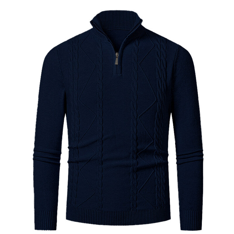 Herren Strickpullover mit Stehkragen und Zopfmuster Echoarchiv