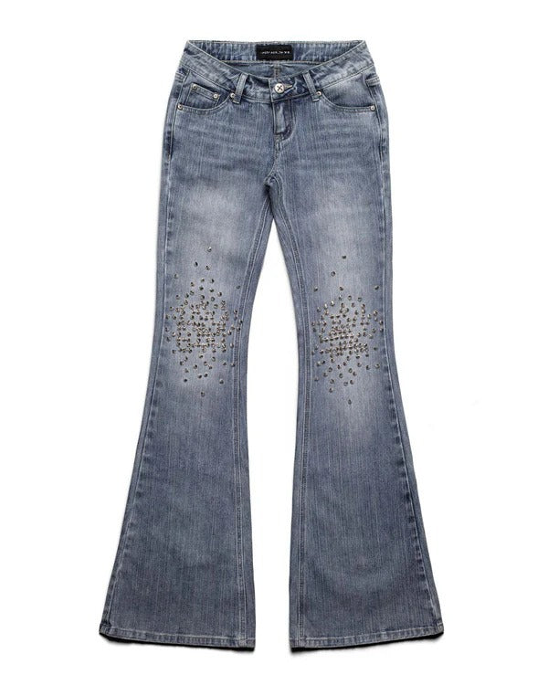 Damen Modische Bootcut-Jeans mit glitzernden Nieten Echo Archiv