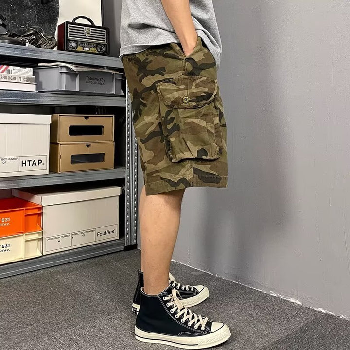 Herren Cargo-Shorts mit funktionalen Seitentaschen und verstellbarem Bund Echoarchiv