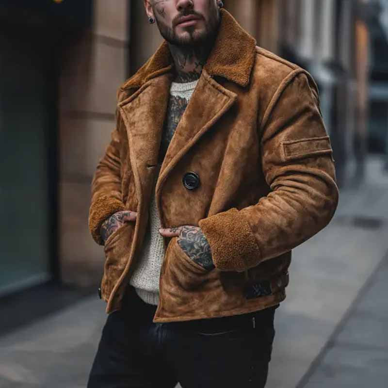 Herren lässige Wildlederjacke mit weichem Innenfutter Echoarchiv
