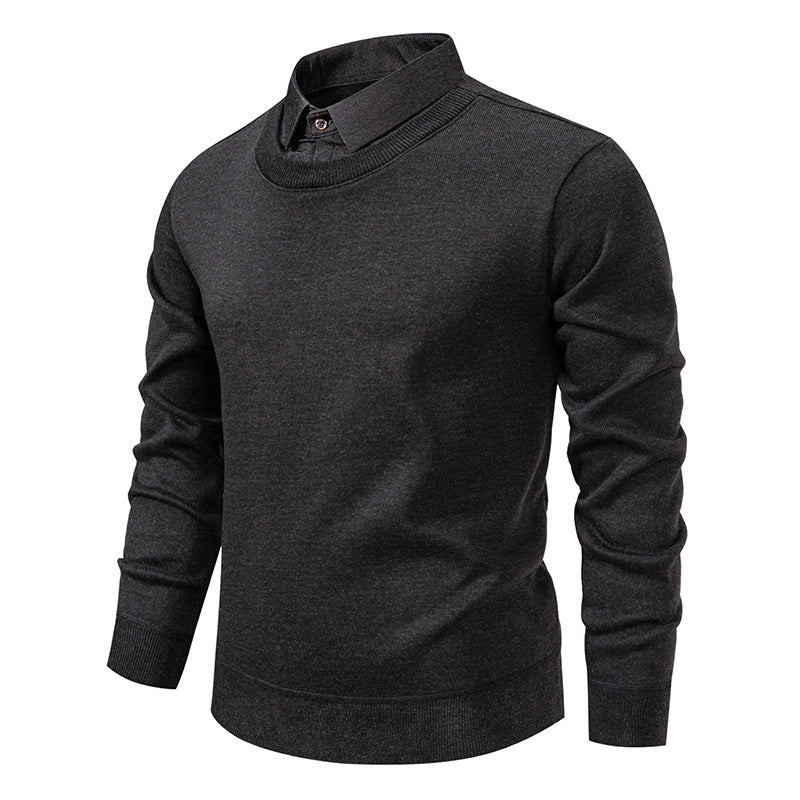 Herren nan Feinstrickpullover mit integriertem Hemdkragen und schmaler Silhouette Echo Archiv