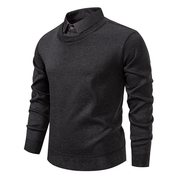 Herren nan Feinstrickpullover mit integriertem Hemdkragen und schmaler Silhouette Echo Archiv
