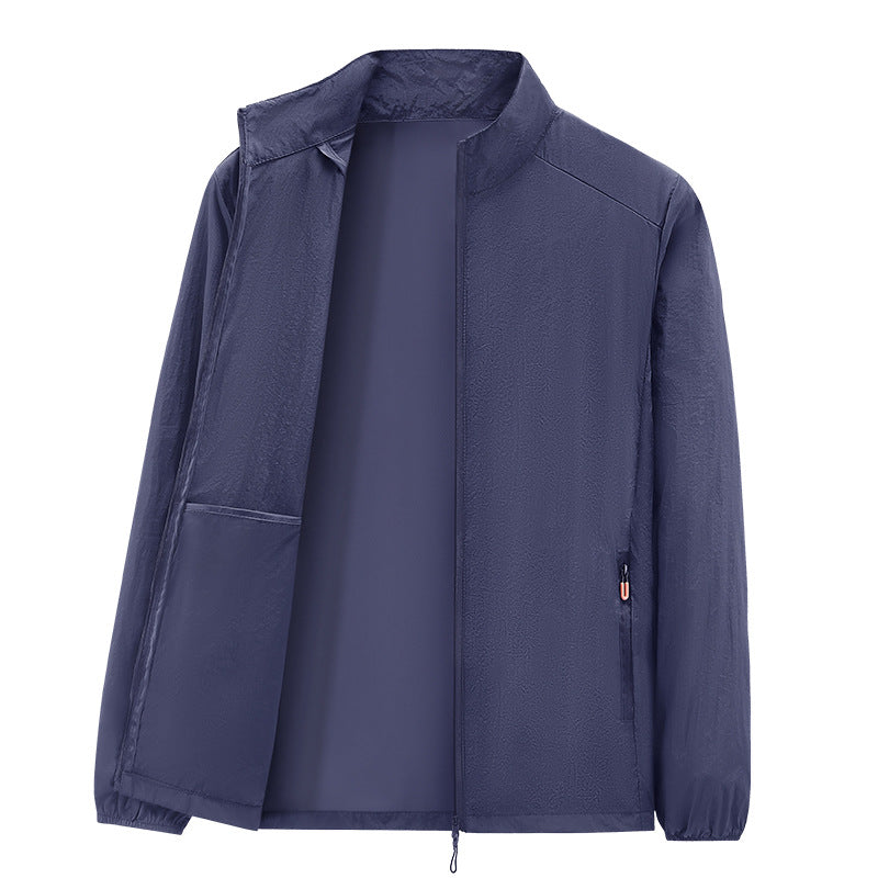 Herren Ultraleichte packbare Windjacke mit Innenfach, Stehkragen & Reißverschlusstaschen Echoarchiv