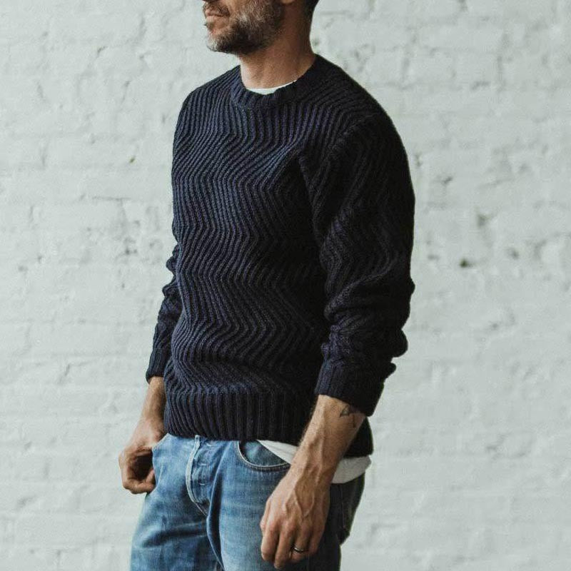 Herren strukturiertes Strickpullover mit feinem Wellenmuster Echoarchiv