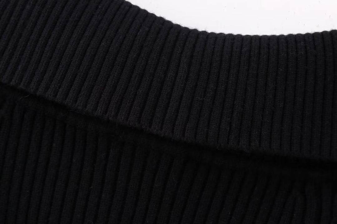 Damen Kurz geschnittene Rippenstrick-Jacke mit weitem Carmenkragen und durchgehendem Reißverschluss Echo Archiv