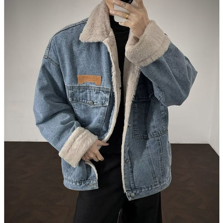 Herren Denim-Jacke mit Kunstfellkragen Echo Archiv