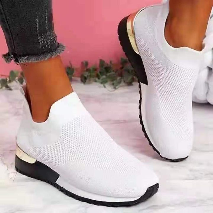 Damen Strick‑Sock‑Sneaker mit elastischem Einstieg, profilierter Plateausohle und Metallic‑Fersendetail Echo Archiv