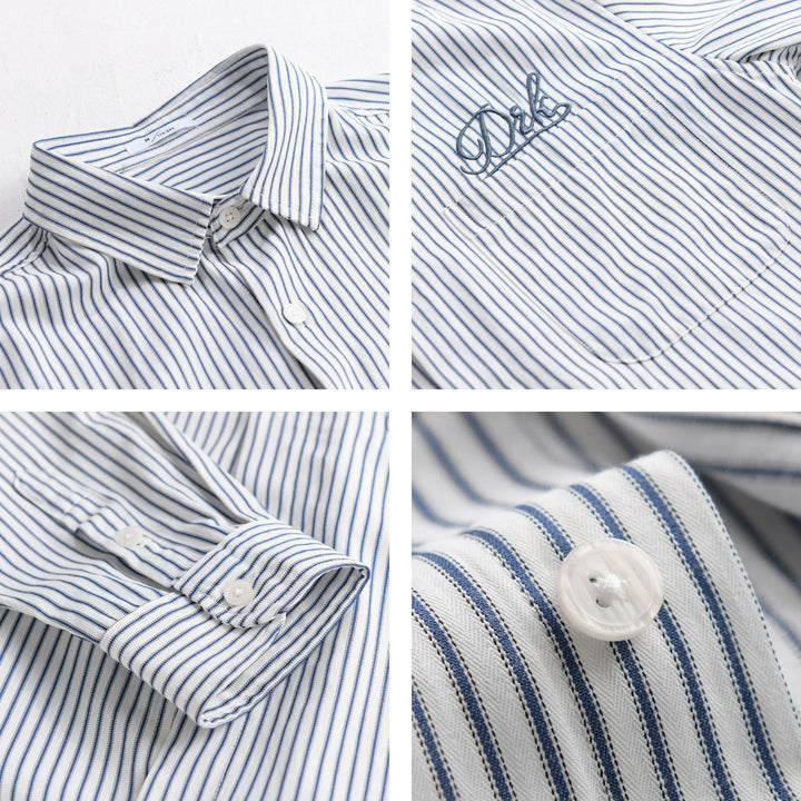 Herren Gestreiftes Overshirt‑Hemd mit Brusttasche und tonalem Logo‑Stick Echoarchiv