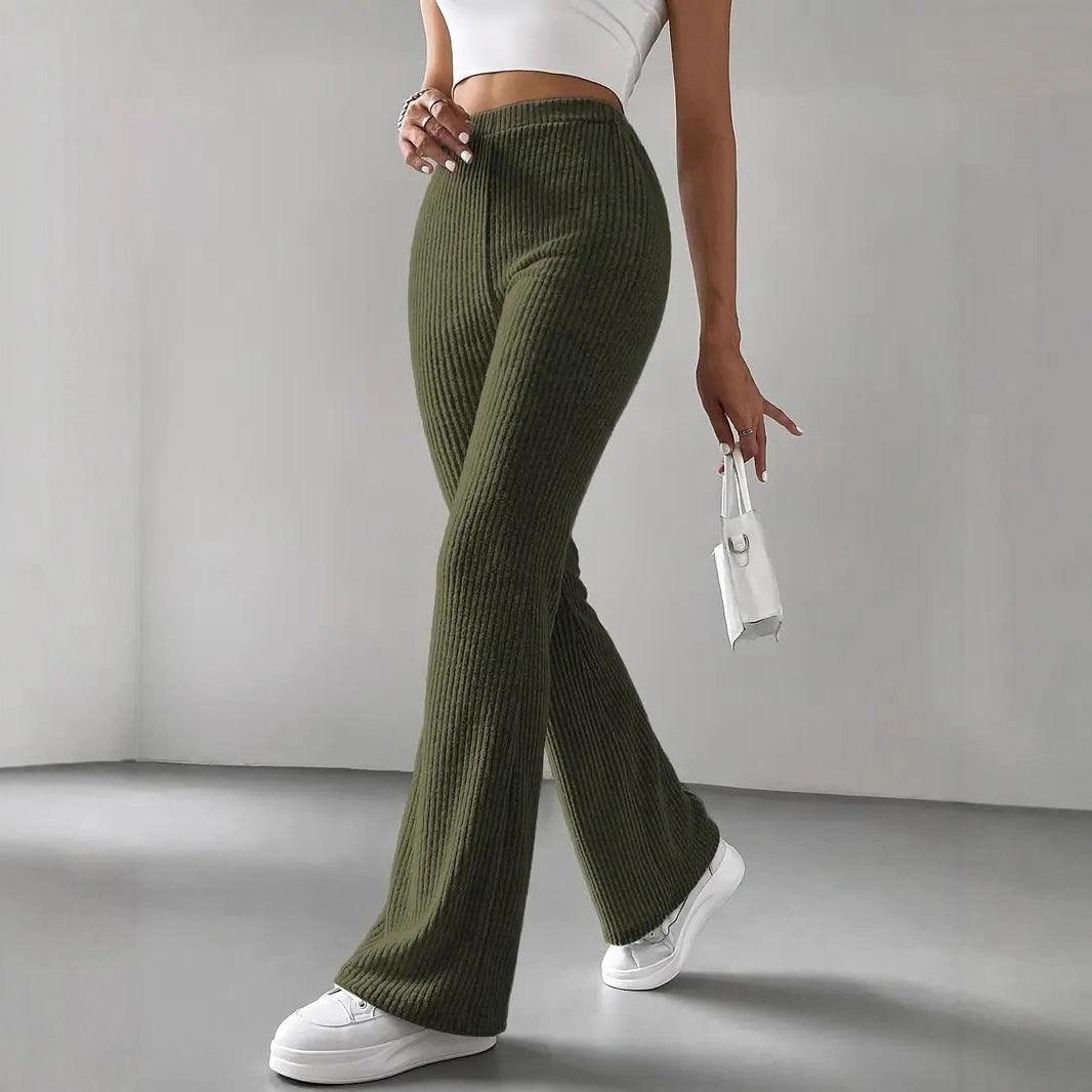 Damen Strickhose mit weitem Bein und Rippstruktur Echo Archiv