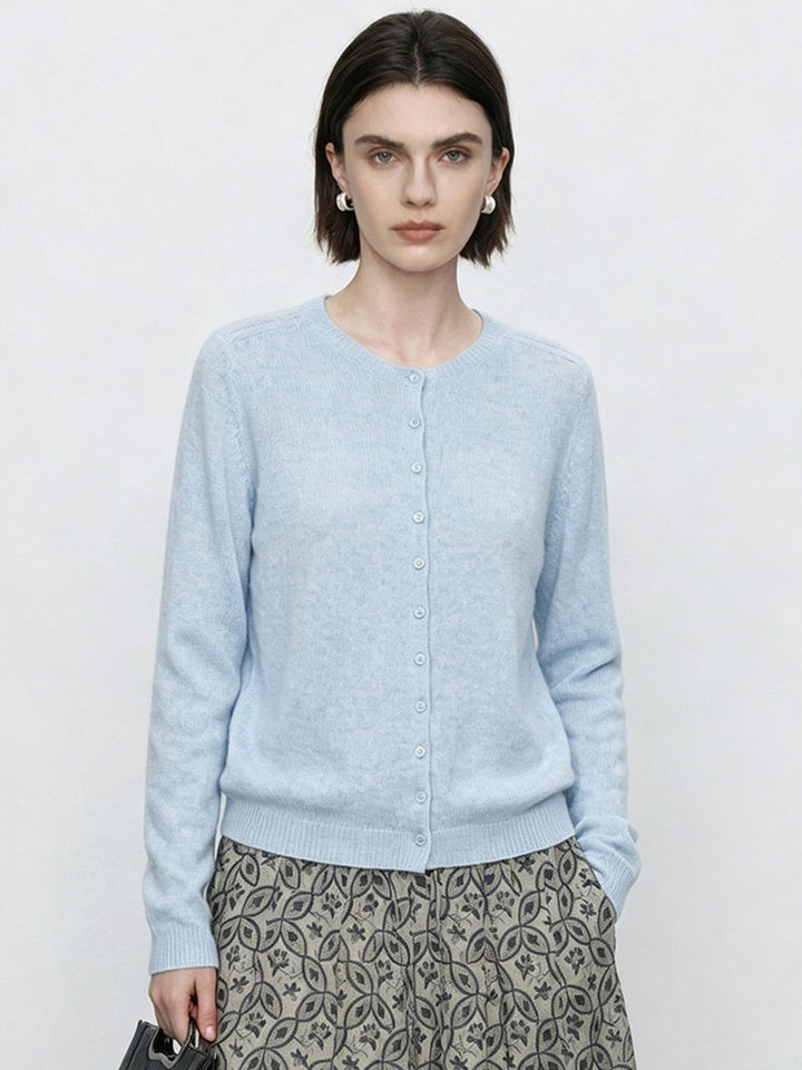 Damen Feinstrick-Cardigan mit Rundhals und durchgehender Knopfleiste Echo Archiv