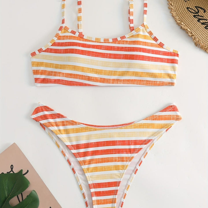 Damen Sportlicher Streifen-Bikini Echo Archiv