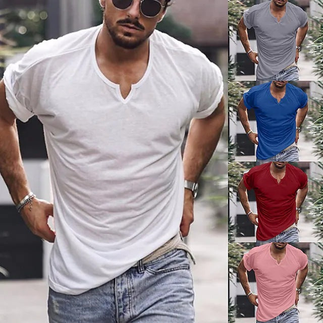 Herren lässiges V-Ausschnitt T-Shirt aus atmungsaktivem Baumwollmix Echoarchiv