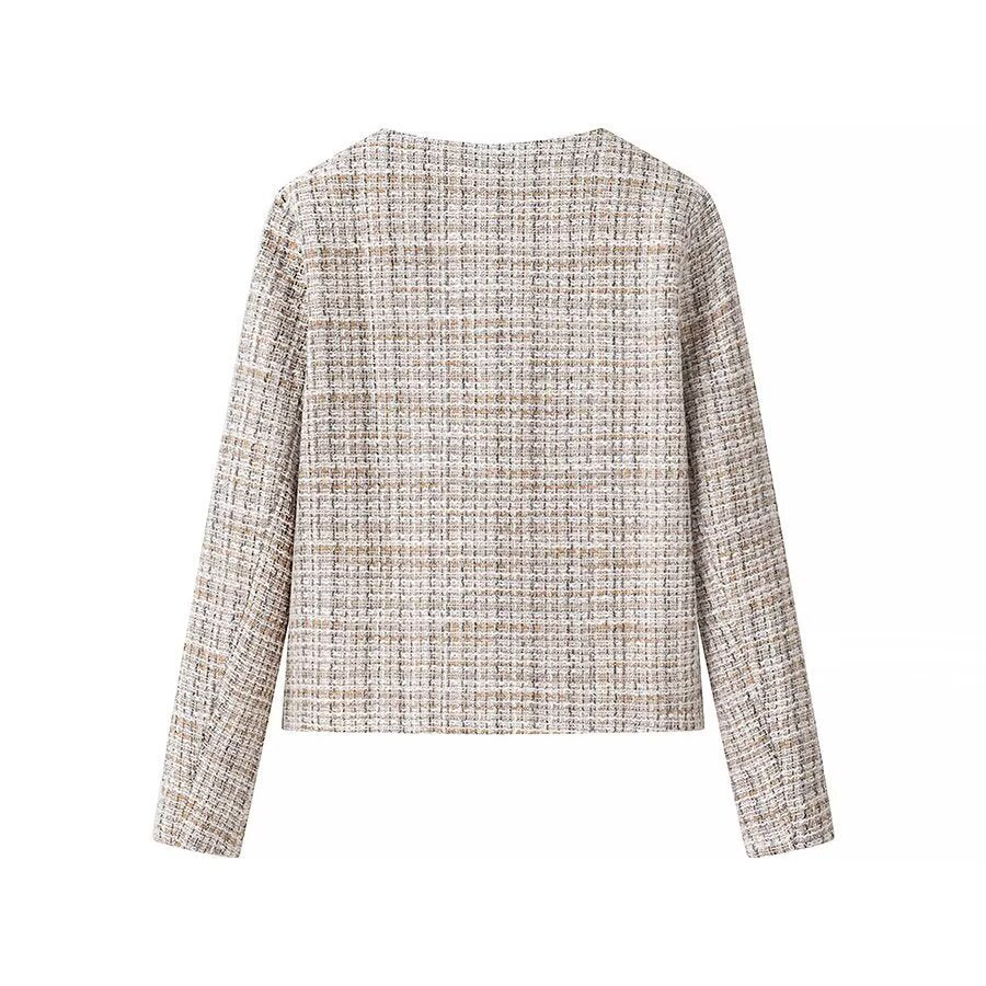 Damen Kurzjacke aus Bouclé‑Tweed mit rundem Ausschnitt und dekorativen Goldknöpfen Echo Archiv