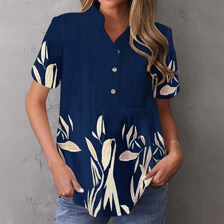 Damen elegante und florale Bluse mit Knopfdetail Echo Archiv